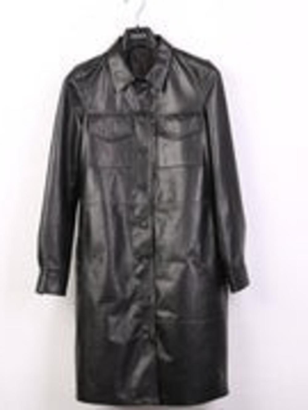 Black Women's Faux Leather Long Coat